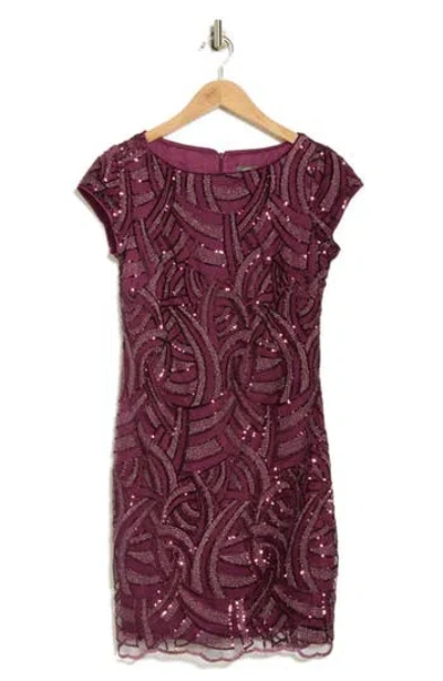 Vince Camuto Embellished Cap Sleeve Sheath Dress In Purple