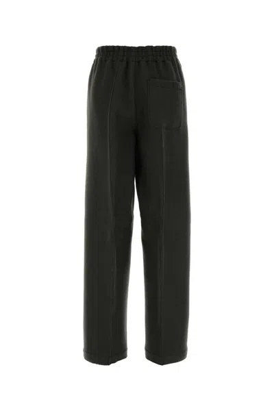 Ami Alexandre Mattiussi Ami Women Charcoal Wool Wide-leg Pant In Gray
