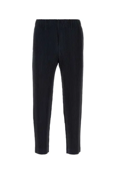 Issey Miyake Textured Cropped Trousers In Polyester In Black