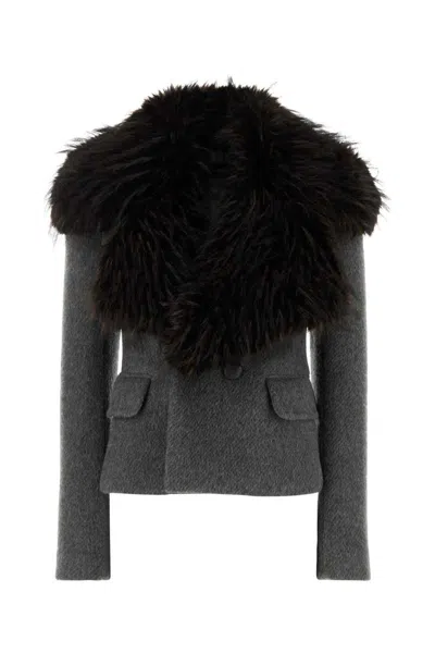 Dsquared2 Dsquared Grey Mohair And Wool Uptown Twiggy Blazer In Gray