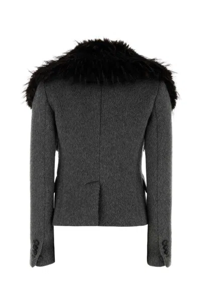 Dsquared2 Dsquared Grey Mohair And Wool Uptown Twiggy Blazer In Gray