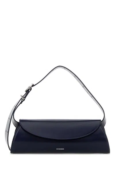 Jil Sander Midnight Blue Leather Small Cannolo Crossbody Bag In Blue