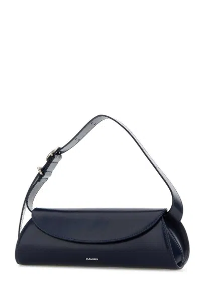 Jil Sander Midnight Blue Leather Small Cannolo Crossbody Bag In Blue
