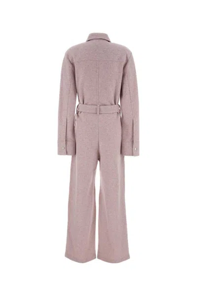 Jil Sander Wool Blend Jumpsuit Belted Waist In Pink