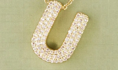 Leith Pavé Cubic Zirconia Initial Pendant Necklace In Gold