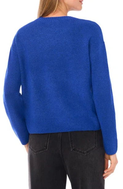 Cece Button Trim Sweater In Blue