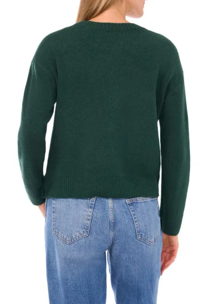 Cece Button Trim Sweater In Green