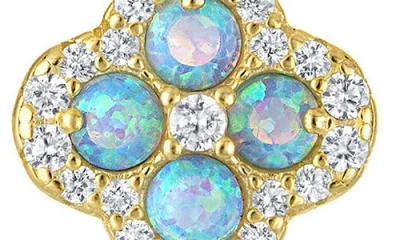 Fzn Halo Opal & Cubic Zirconia Stud Earrings In Gold