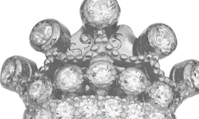 Fzn Kids' Cubic Zirconia Crown Stud Earrings In Silver