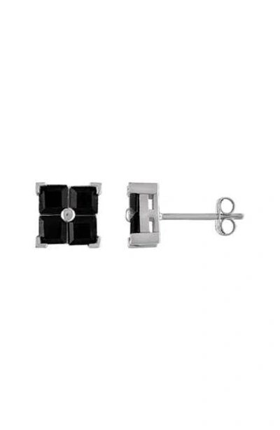 Fzn 10k Gold Square Stud Earrings In White