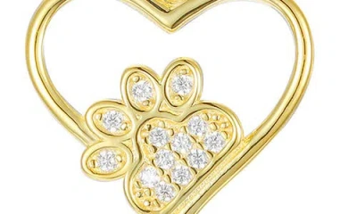 Fzn Kids' Cubic Zirconia Pavé Paw Heart Pendant Necklace In Gold