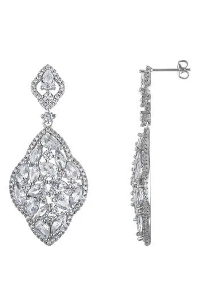 Fzn Cubic Zirconia Drop Earrings In Silver