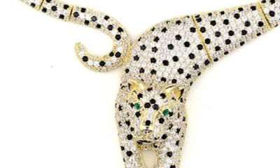 Fzn Pavé Cubic Zirconia Leopard Collar Necklace In Silver