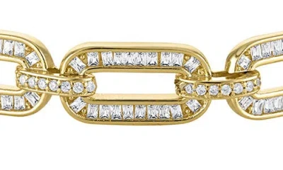 Fzn Pavé Cubic Zirconia Oval Link Bracelet In Gold