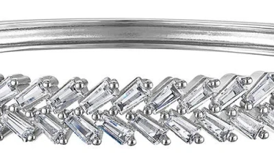Fzn Baguette Cubic Zirconia Bangle Bracelet In Silver