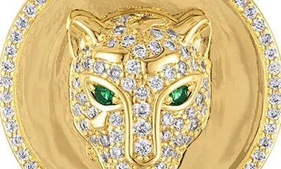 Fzn Cubic Zirconia Panther Pendant Necklace In Gold