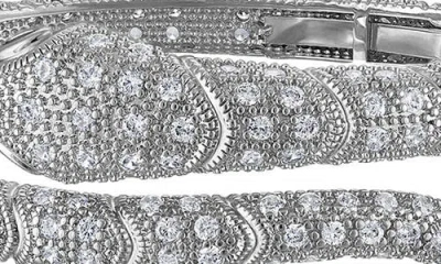 Fzn Pavé Cubic Zirconia Snake Hinged Bracelet In Silver