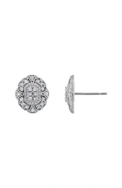 Fzn 10k Gold Diamond Stud Earrings In Silver