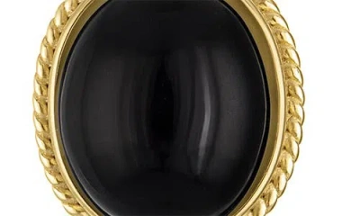 Fzn Oval Onyx Cabochon Lever Back Earrings In Yellow