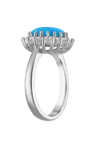 Fzn Halo Opal & Cubic Zirconia Ring In White