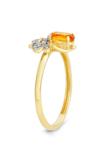 Fzn 10k Gold Citrine & Diamond Dragonfly Ring In Gold