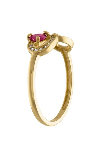 Fzn 10k Gold Ruby & Diamond Infinity Ring In Gold