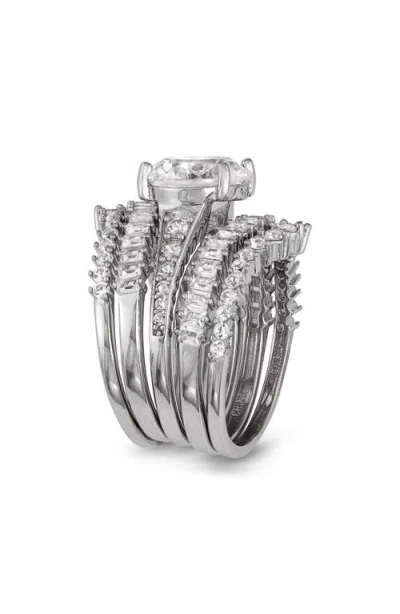 Fzn Set Of 5 Sterling Silver Cubic Zirconia Rings In Silver