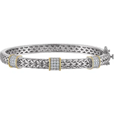 Fzn Two-tone Cubic Zirconia Bangle Bracelet In Silver