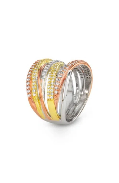 Fzn Tri-tone Cubic Zirconia Multiband Ring