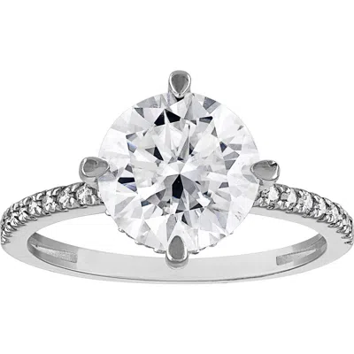 Fzn 10k White Gold Lab Grown Moissanite Ring In Silver