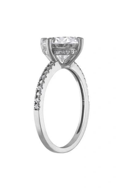 Fzn 10k White Gold Lab Grown Moissanite Ring In Silver