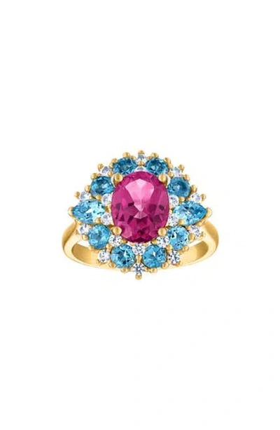 Fzn Halo Cubic Zirconia Ring In Gold