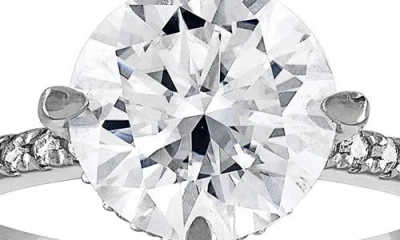 Fzn 10k White Gold Lab Grown Moissanite Ring In Silver