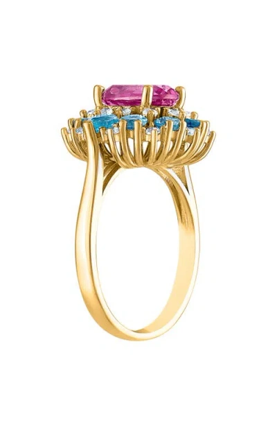 Fzn Halo Cubic Zirconia Ring In Gold