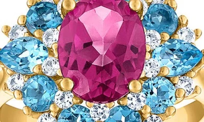 Fzn Halo Cubic Zirconia Ring In Gold