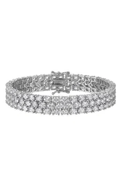 Fzn Oval Cubic Zirconia Stacked Tennis Bracelet In Silver