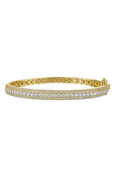 Fzn Cubic Zirconia Hinged Bangle Bracelet In Gold