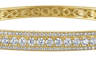 Fzn Cubic Zirconia Hinged Bangle Bracelet In Gold