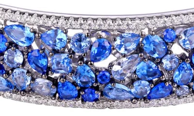 Fzn Cubic Zirconia Hinged Bangle Bracelet In Silver