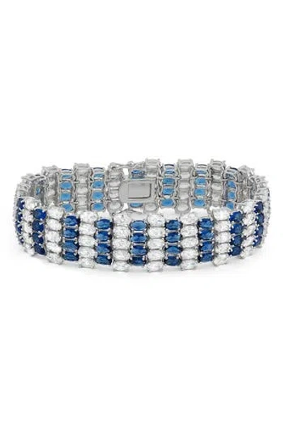 Fzn Sterling Silver Plated Cubic Zirconia Bracelet In White
