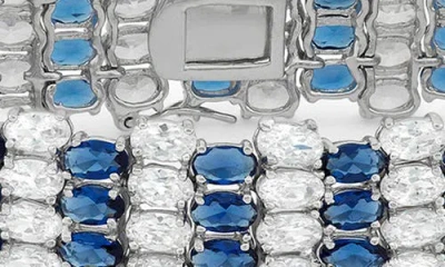 Fzn Sterling Silver Plated Cubic Zirconia Bracelet In White