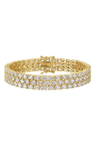 Fzn Oval Cubic Zirconia Stacked Tennis Bracelet In Gold