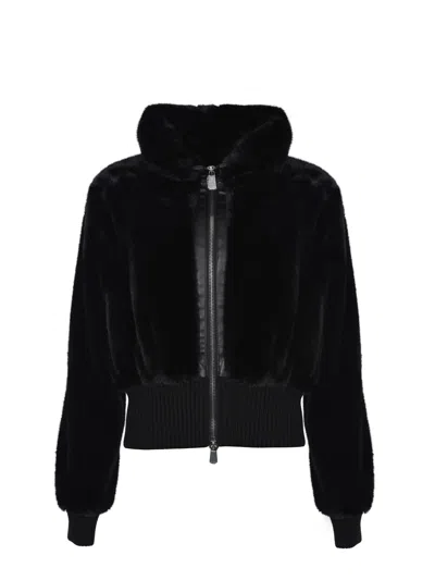 Pinko Bomber En Fourrure Synthétique In Black