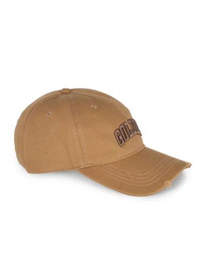 Golden Goose Baseball Cap With Worn Effect And Logo In Brown