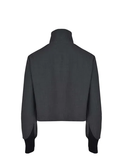 Pinko Cropped Jacket With Drawstring In Gray