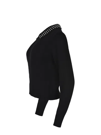 Pinko Women's Long Sleeve Strass Detail Sweater In Black