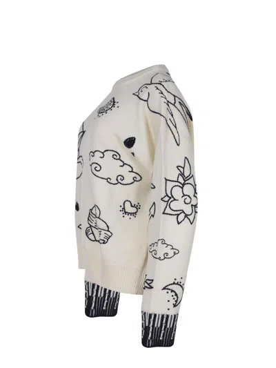 Pinko Andros Crew-neck Wool Sweater In Neutral