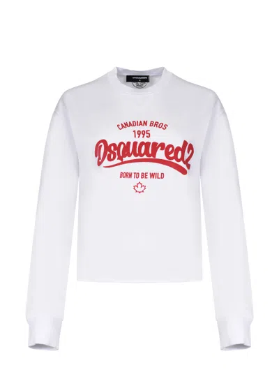 Dsquared2 Supernegative Dyed Just Right Cropped Raw Hem Crewneck In White