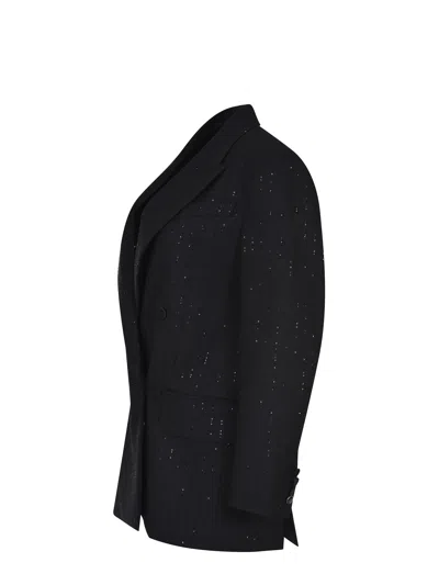 Max Mara Appia Virgin Wool Blazer With Sequins In Black