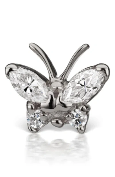 Maria Tash Diamond Butterfly Threaded Stud Earring In Metallic